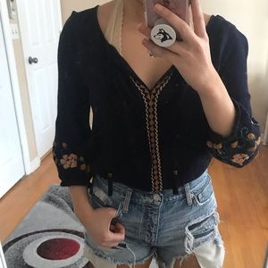 Forever 21 Navy Peasant Top